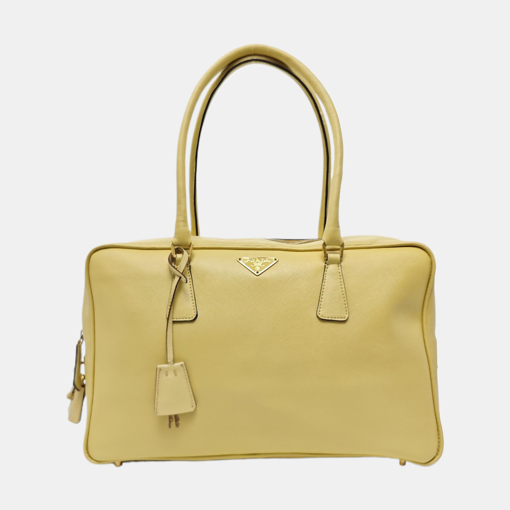 Saffiano Calfskin Top Handle Bag Yellow