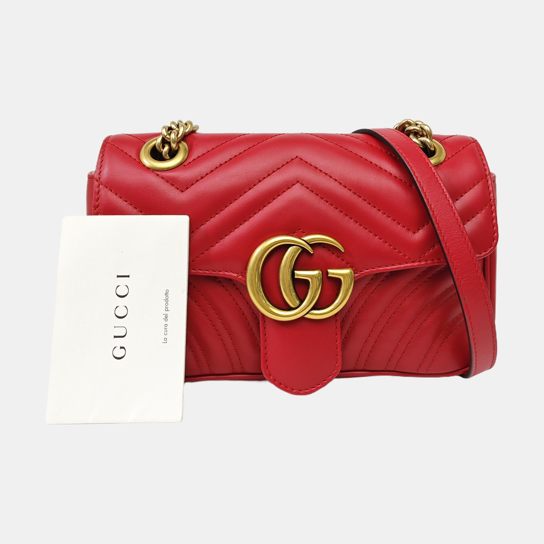 GG Marmont Small Quilted Calfskin Red