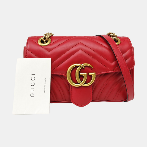 GG Marmont Small Quilted Calfskin Red
