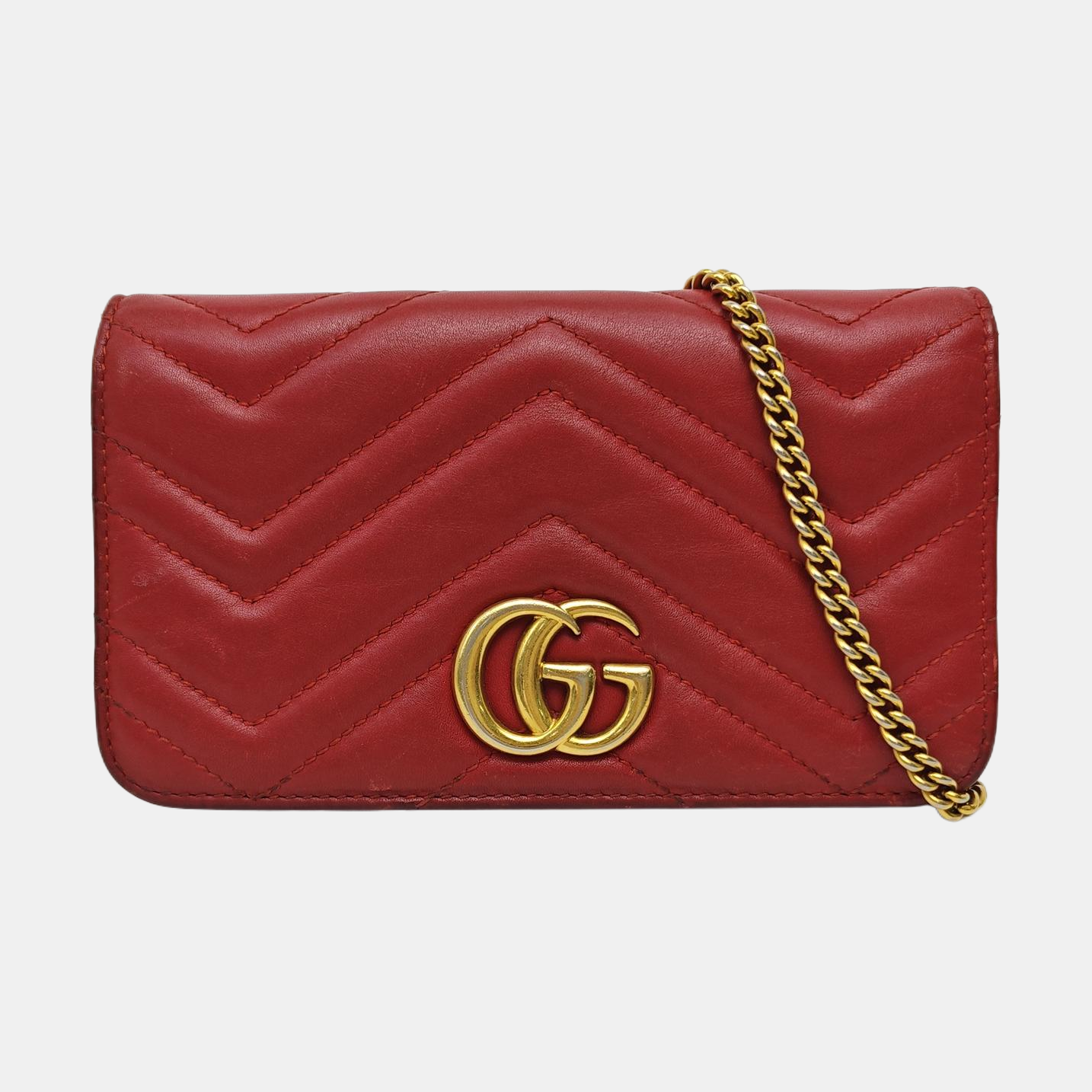 GG Marmont Super Mini Quilted Calfskin Red