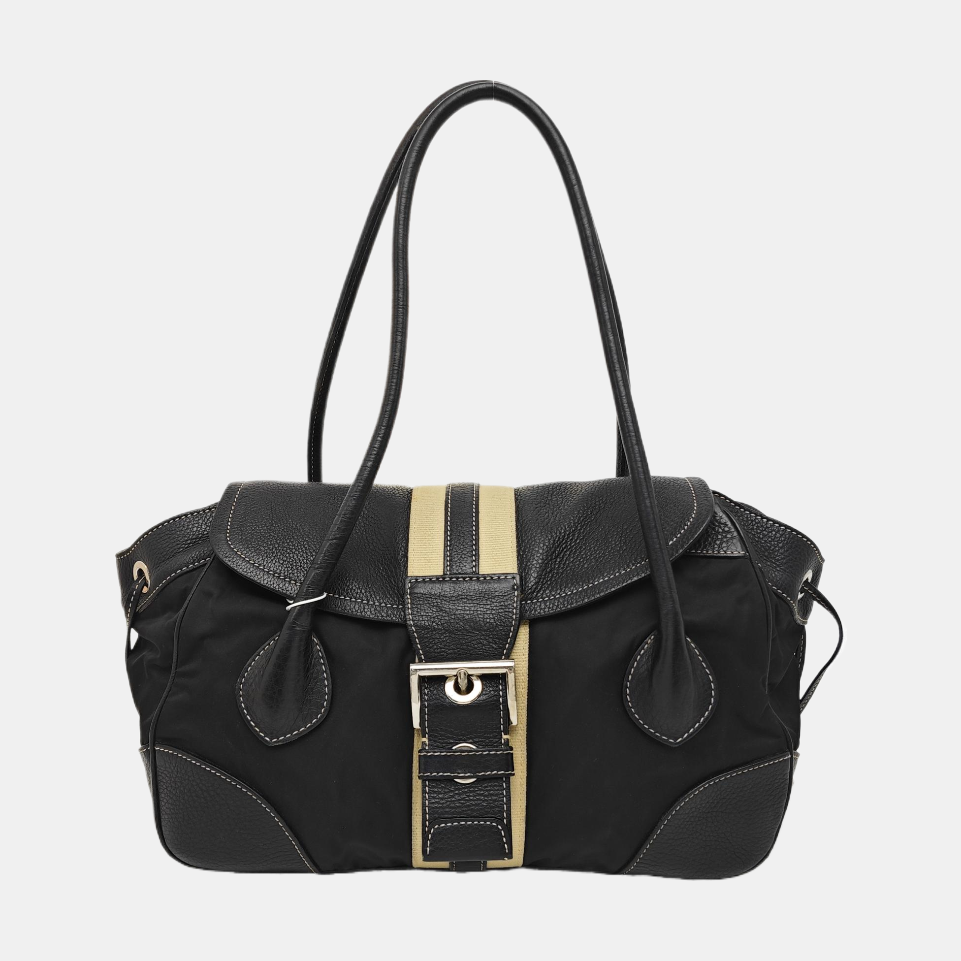 Nylon Top Handle Bag Black
