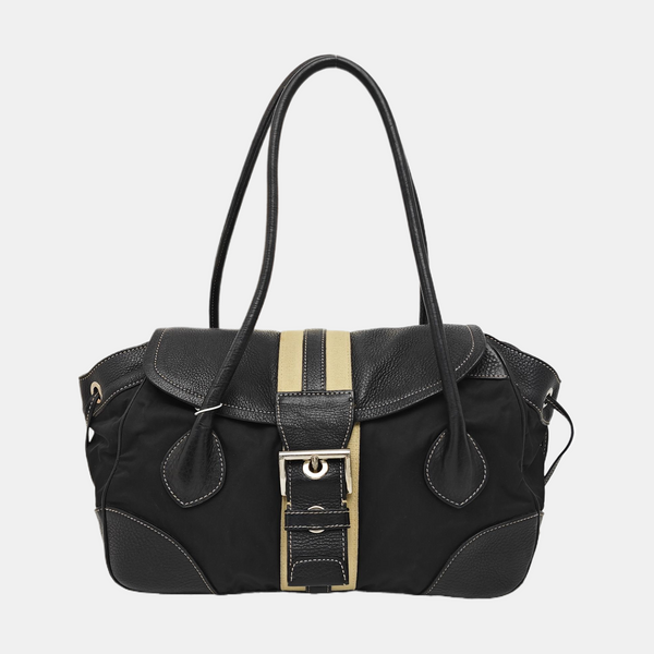 Nylon Top Handle Bag Black