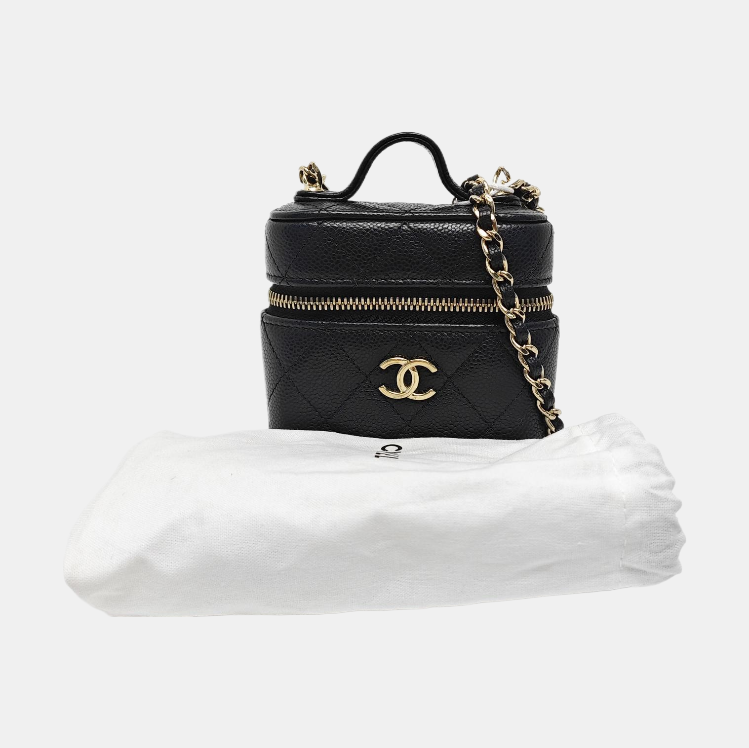 VANITY CASE Mini Quilted Grained Calfskin Black