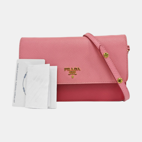 Saffiano Calfskin Shoulder Bag Pink
