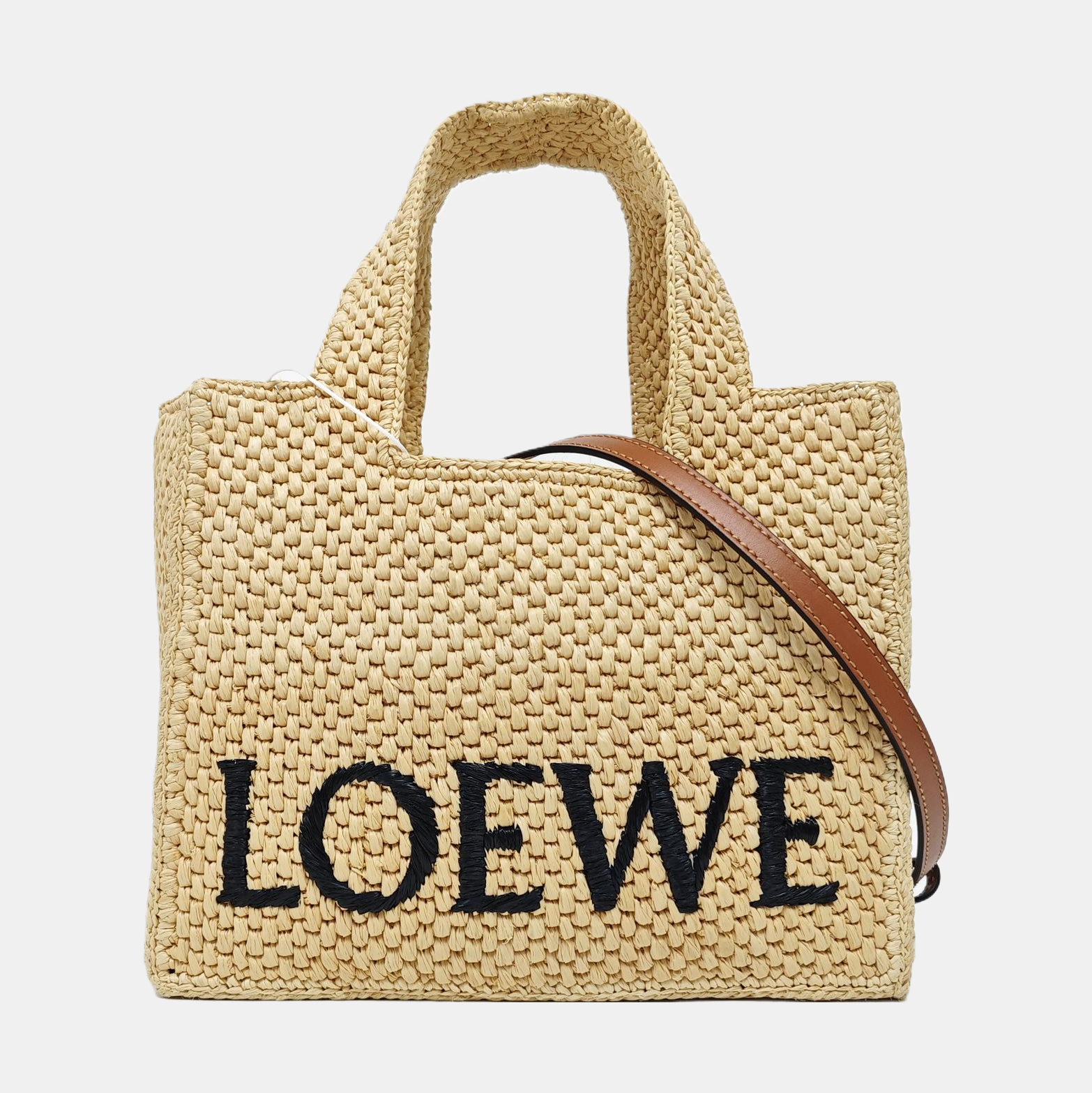 Font Tote Small Straw Beige