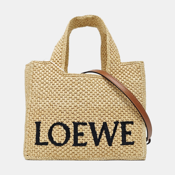 Font Tote Small Straw Beige