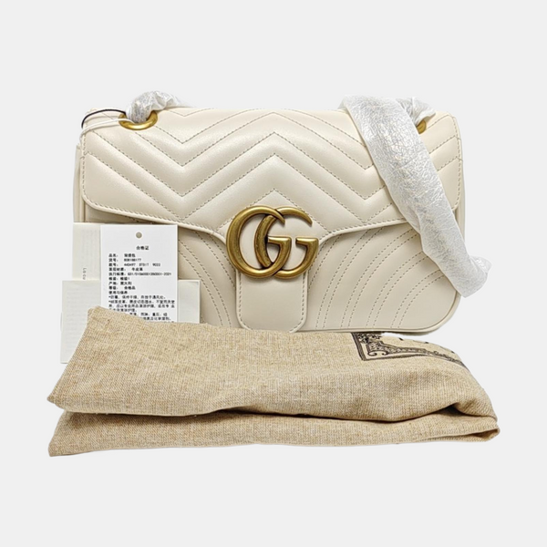 GG Marmont Medium Quilted Calfskin White