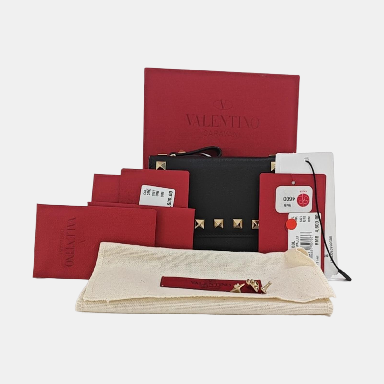 Rockstud Calfskin Black Wallet