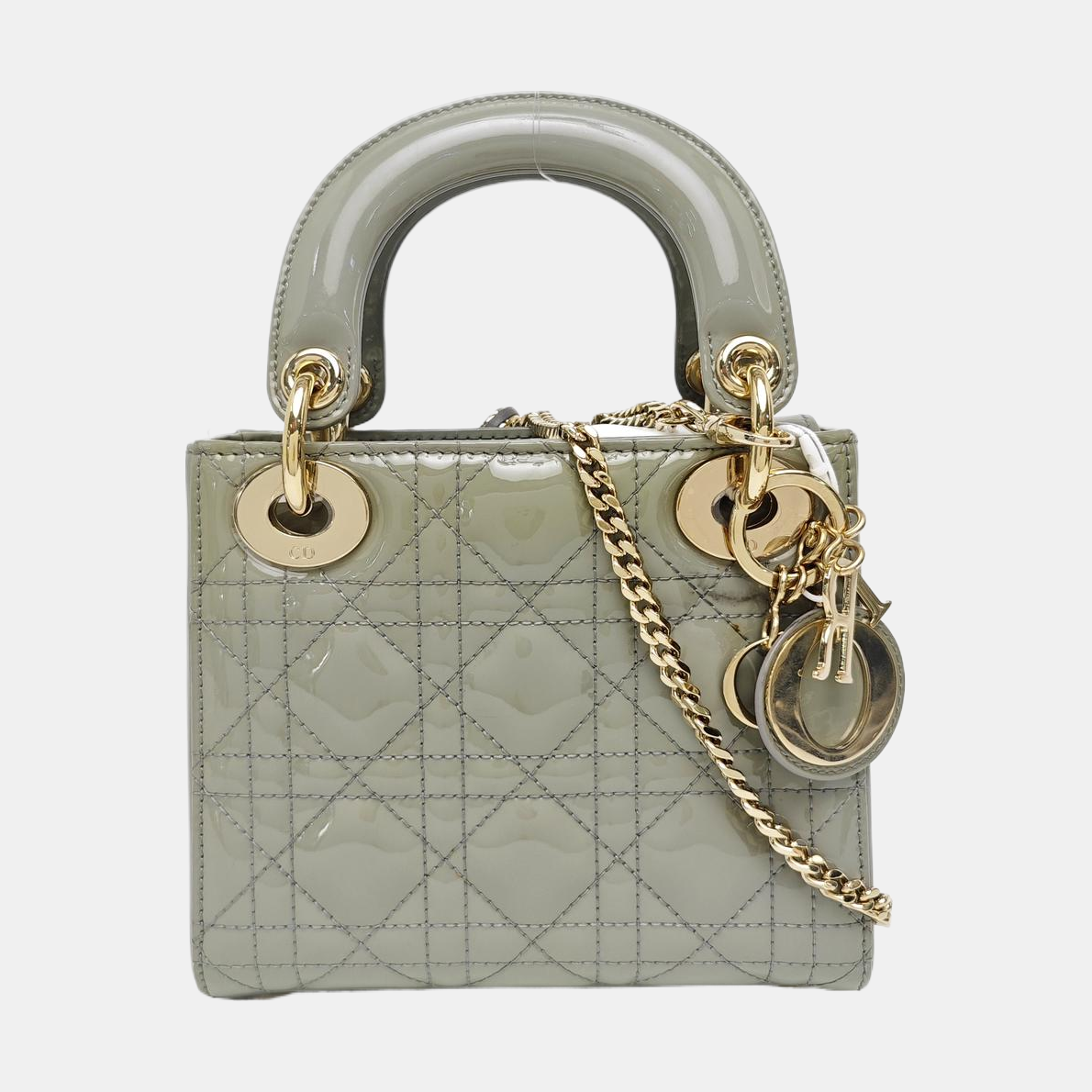 Lady Dior Mini Cannage Patent Leather Green