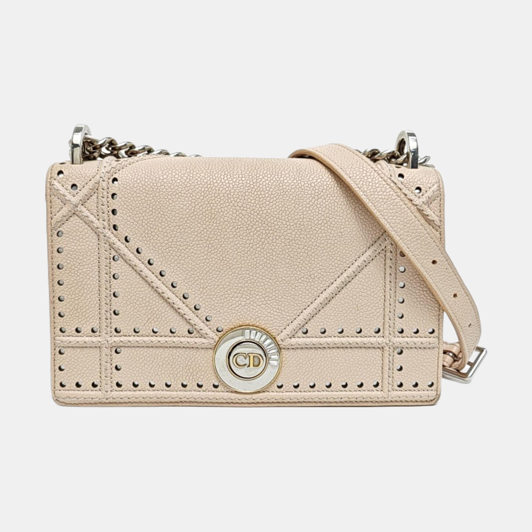 Cannage Calfskin Crossbody Bag Pink