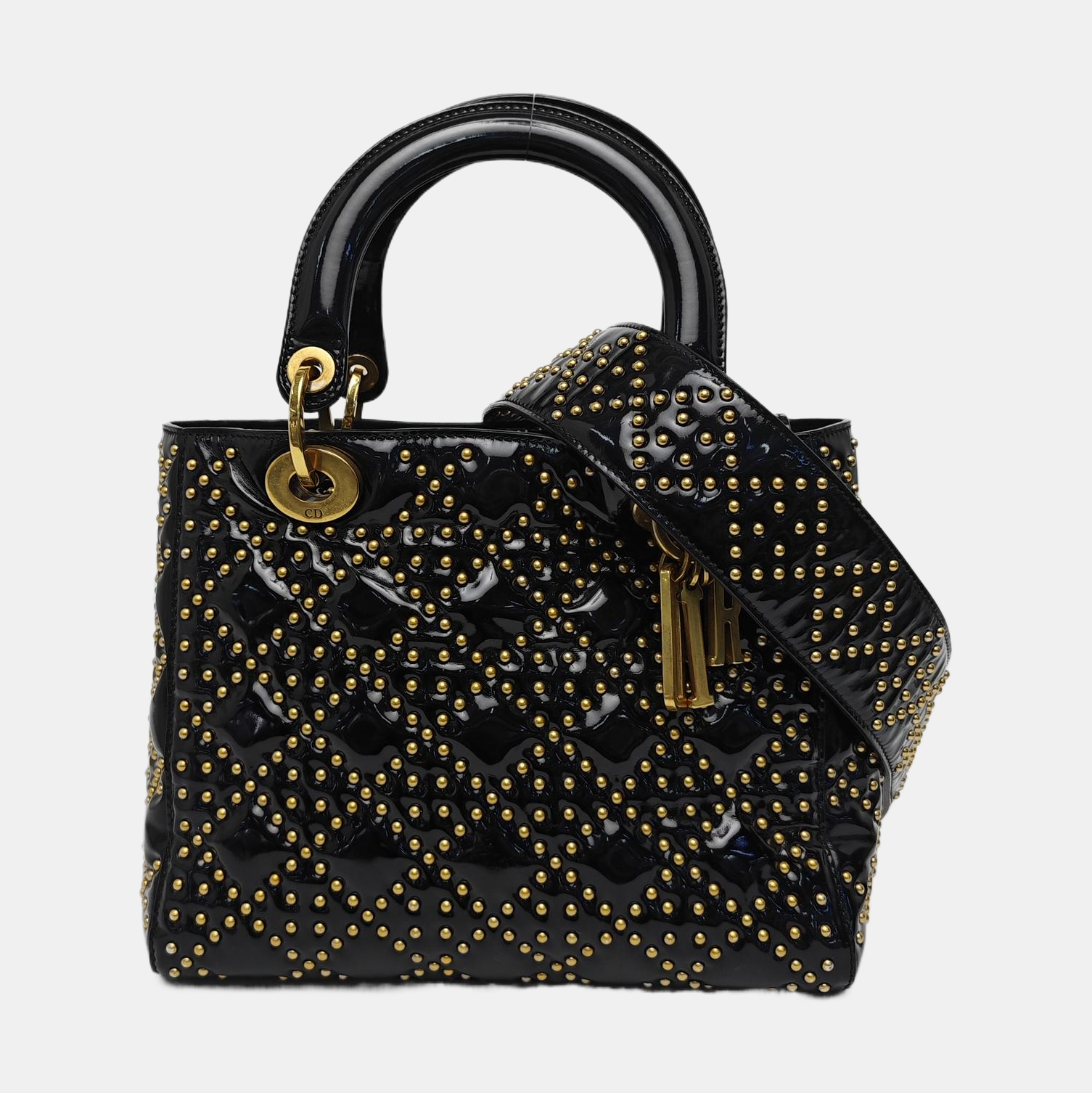 Lady Dior Medium Quilted Patent Leather Black