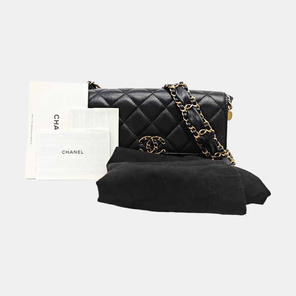 23K Quilted Calfskin Black