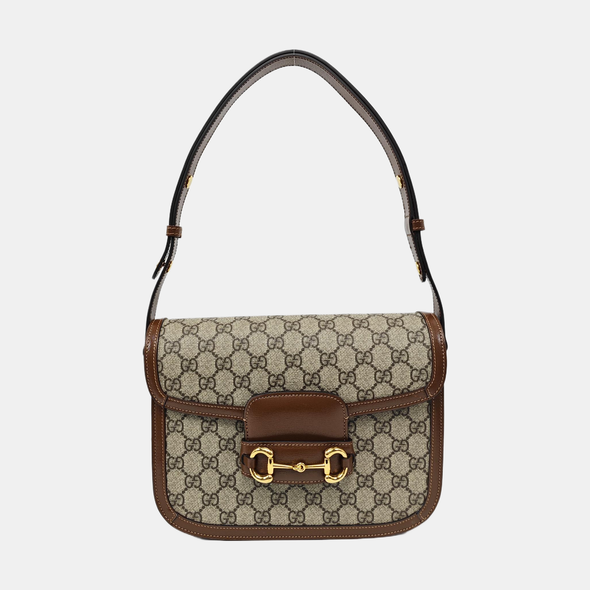 Horsebit 1955 Medium Monogram Coated Canvas Beige