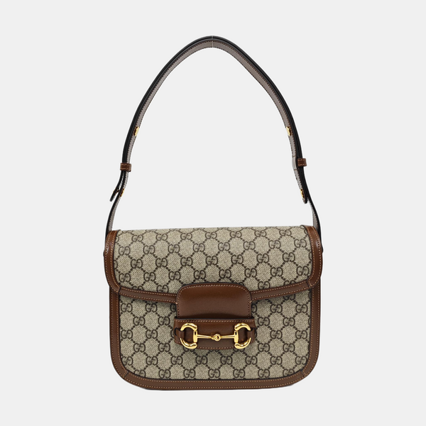 Horsebit 1955 Medium Monogram Coated Canvas Beige