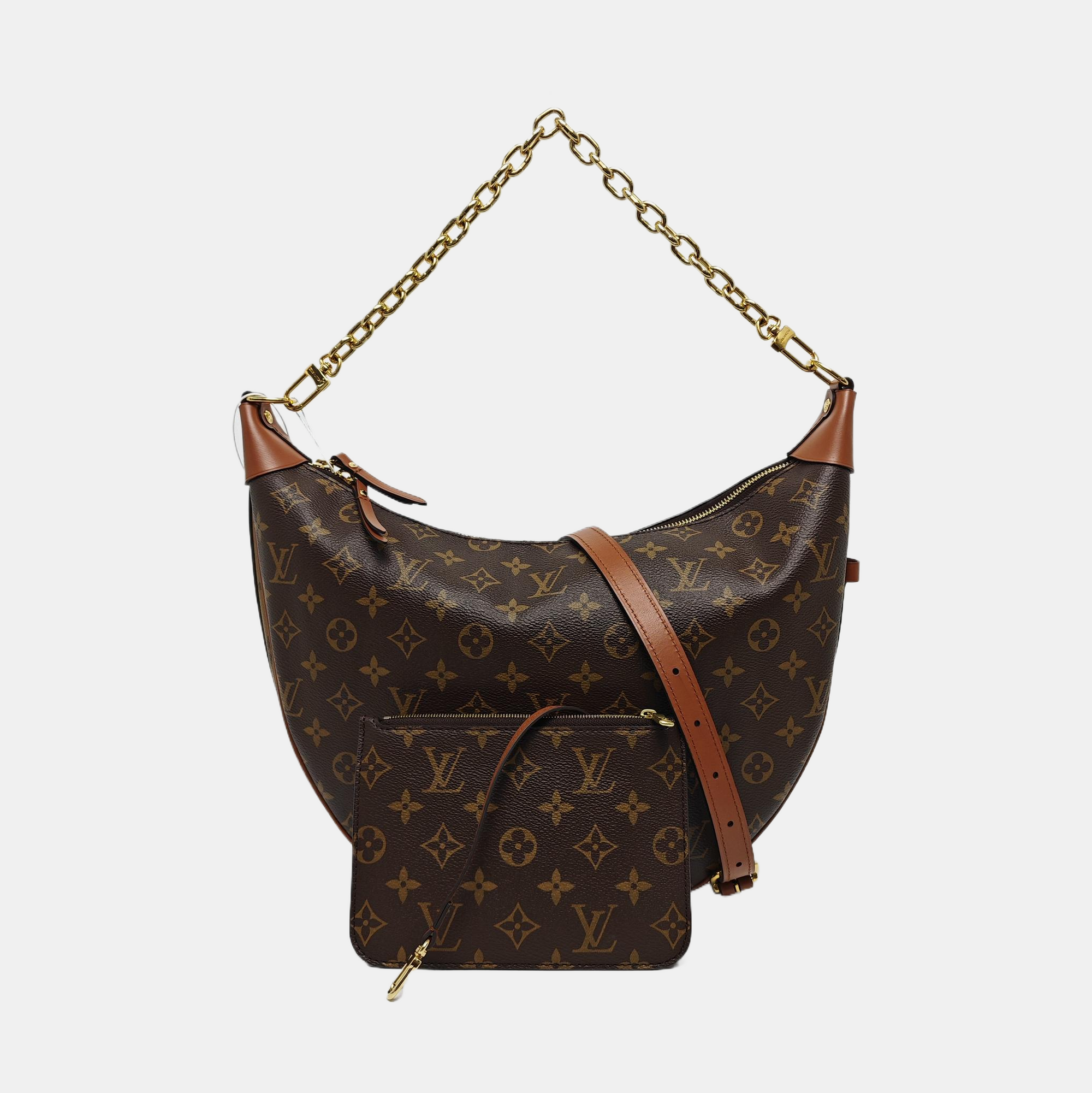 LOOP HOBO Monogram Coated Canvas Brown