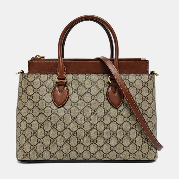 GG Blooms Monogram Coated Canvas Beige