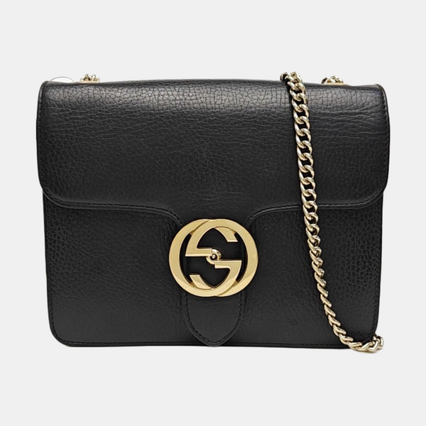 Interlocking G Small Calfskin Black