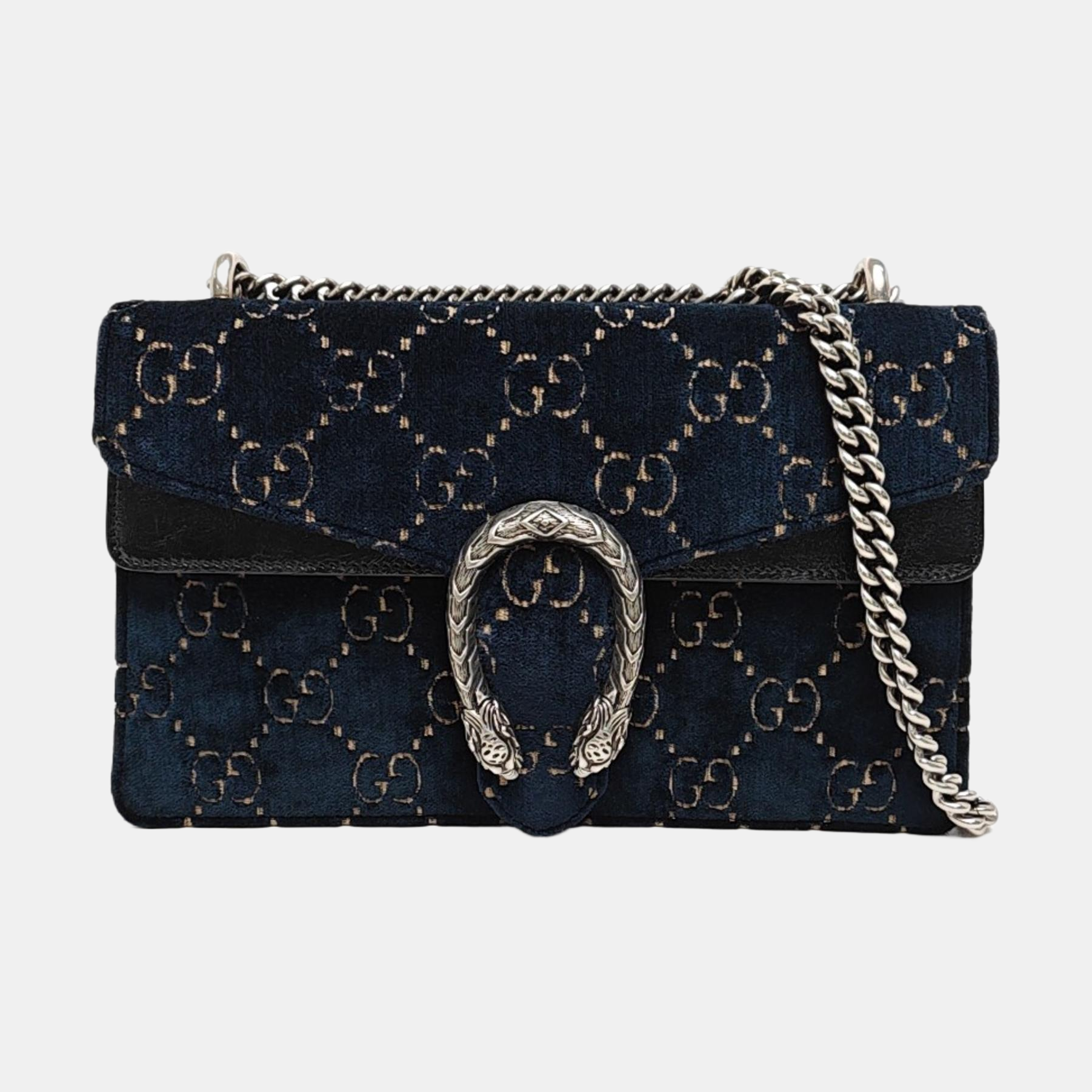 Dionysus Small Monogram Velvet Blue