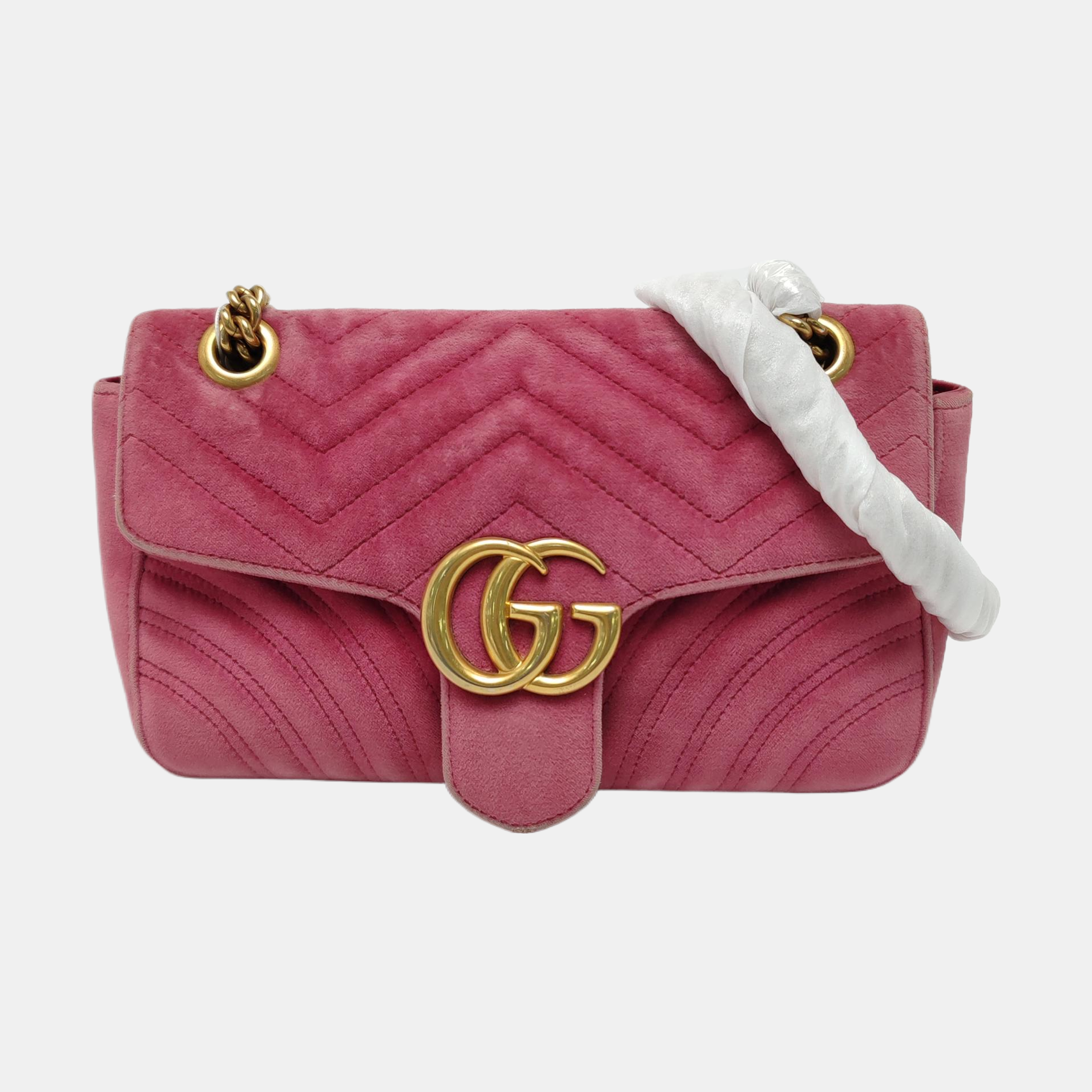 GG Marmont Medium Quilted Velvet Pink