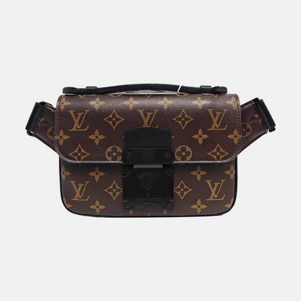 S LOCK Monogram Coated Canvas Brown