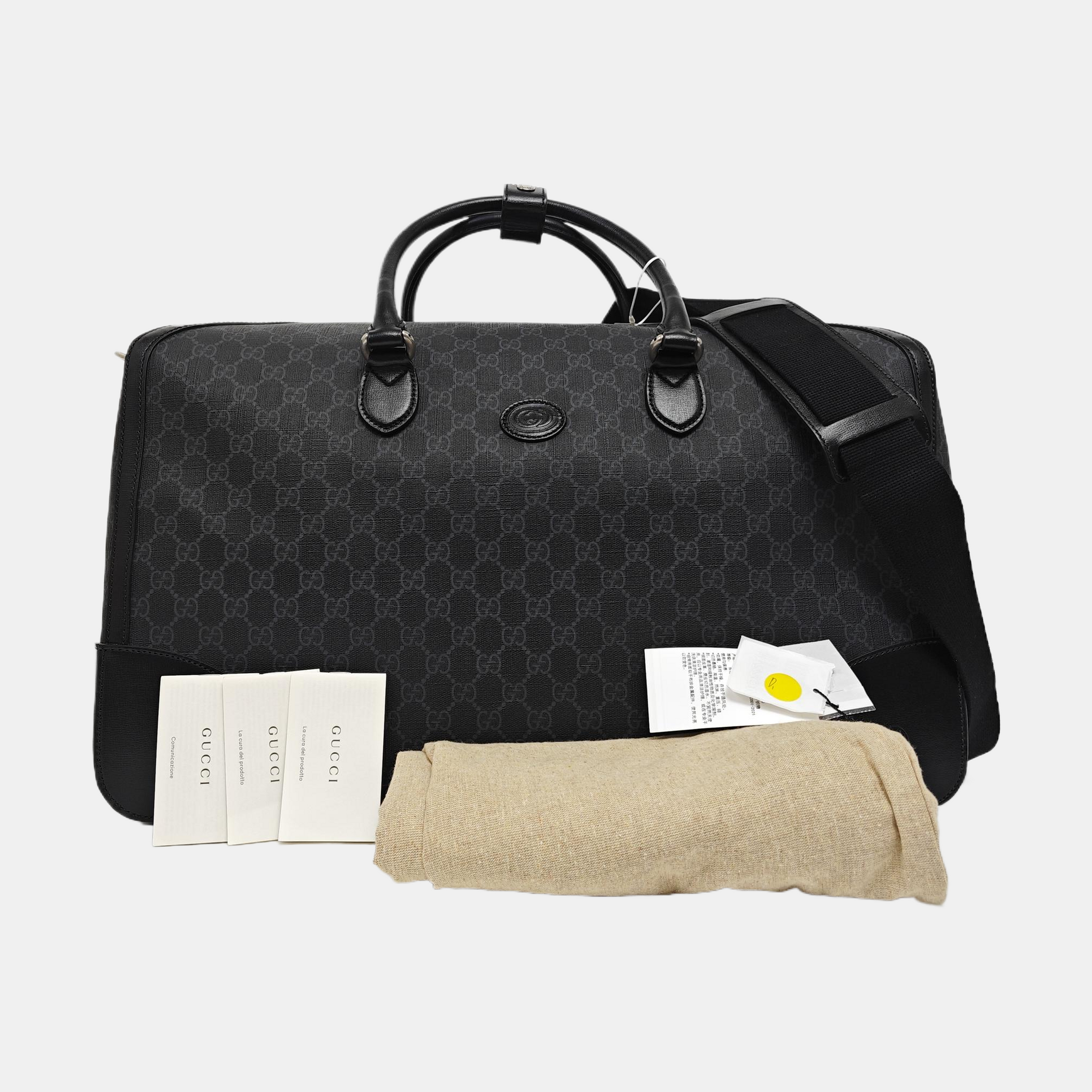 Monogram Coated Canvas Shoulder Bag Black