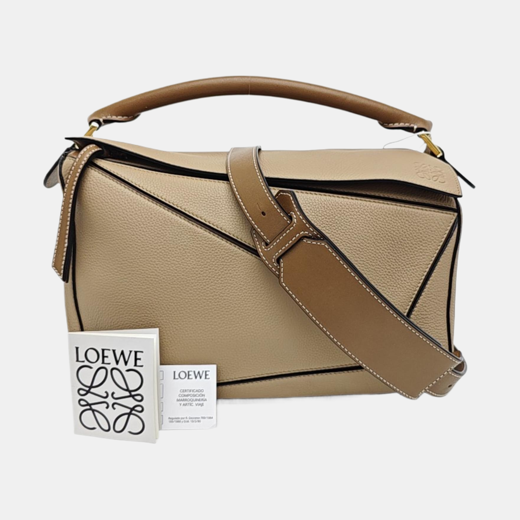Puzzle Medium Calfskin Beige