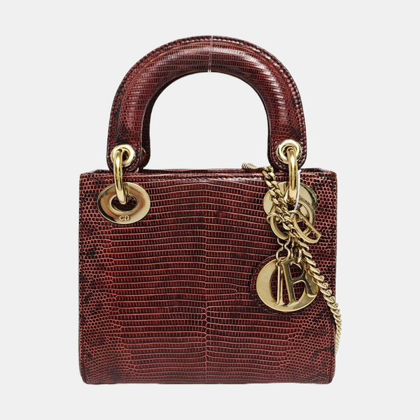 Lady Dior Mini Lizard Red