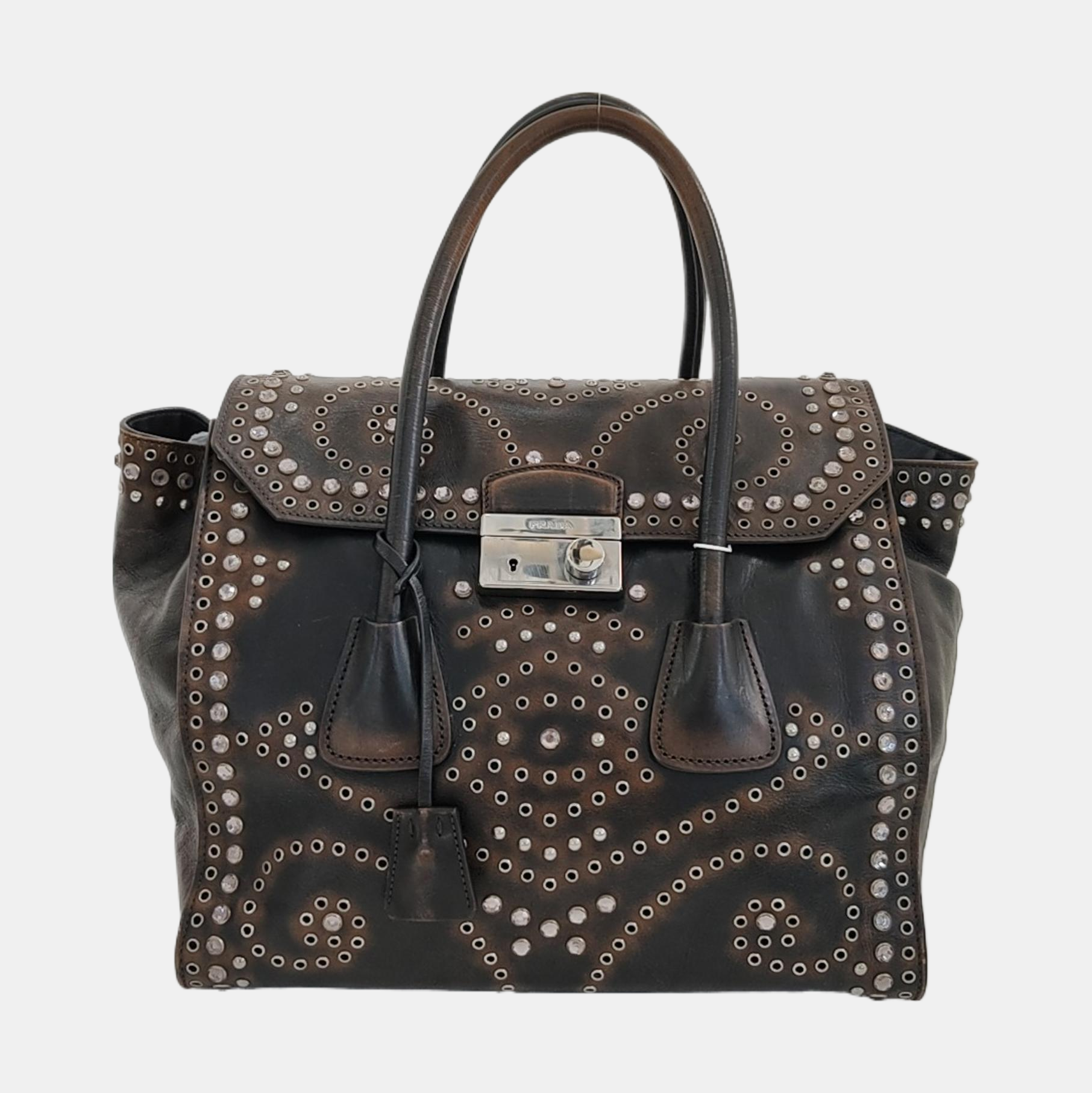 Calfskin Top Handle Bag Brown