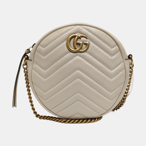 GG Marmont Mini Quilted Calfskin White