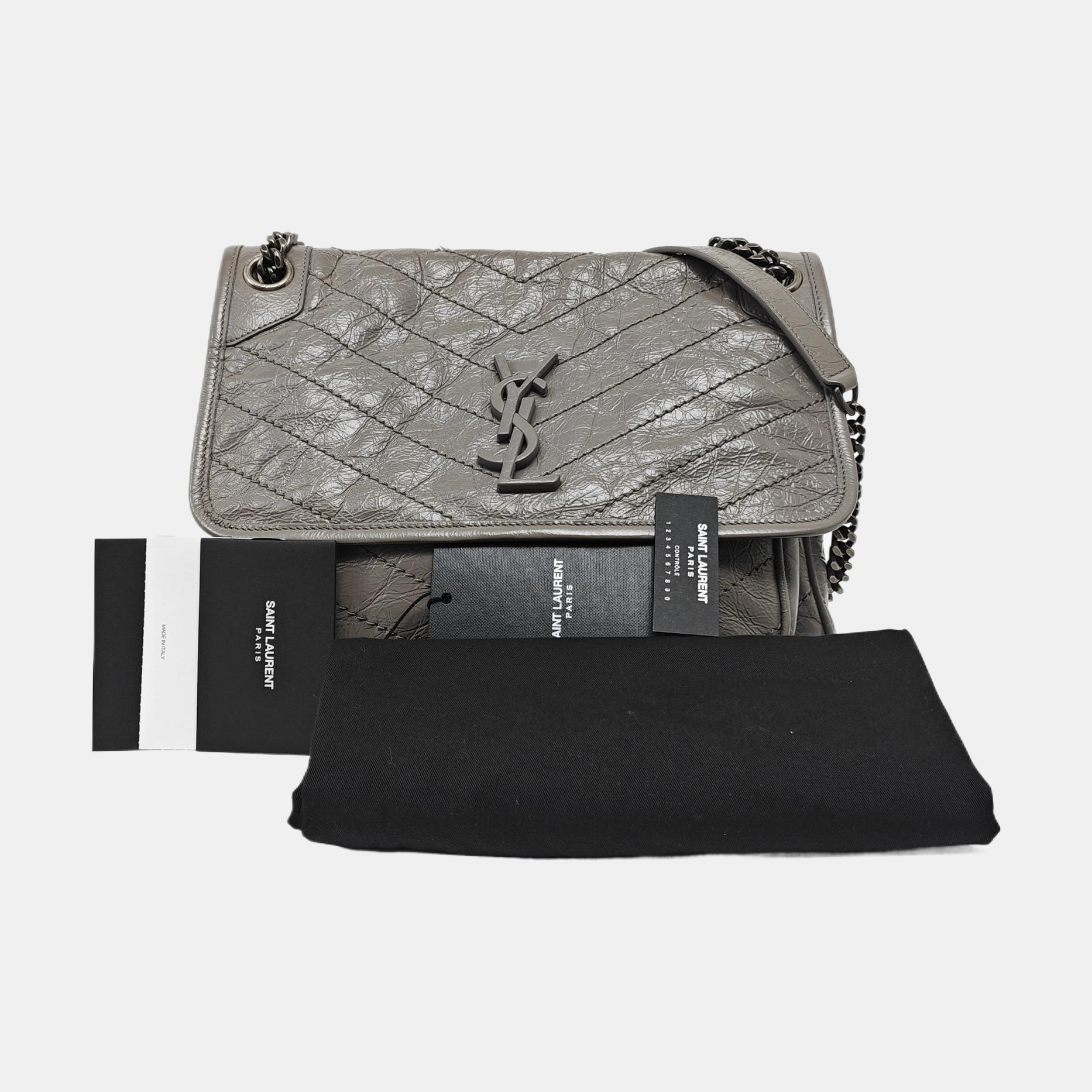 NIKI Medium Chevron Calfskin Gray