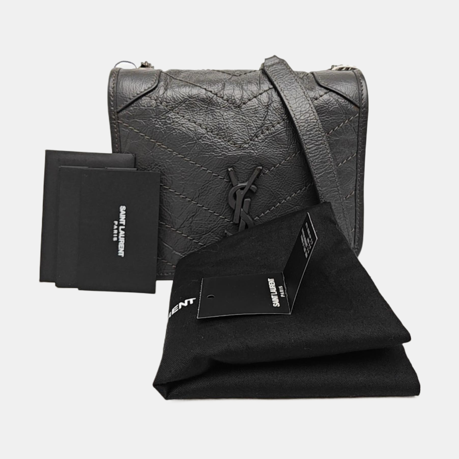 NIKI Mini Chevron Calfskin Gray