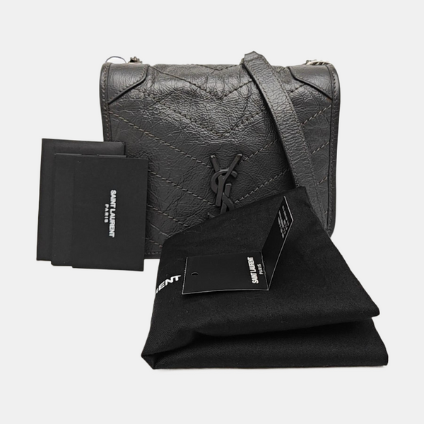 NIKI Mini Chevron Calfskin Gray