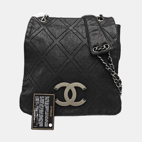 Quilted Calfskin Shoulder Bag Black