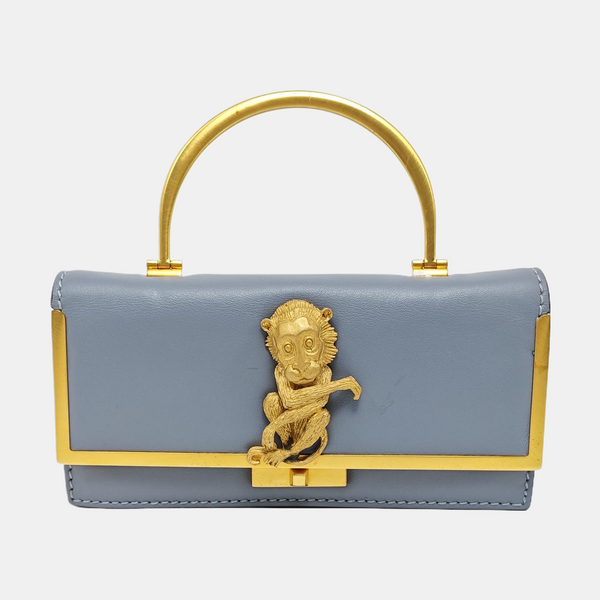Calfskin Top Handle Bag Blue