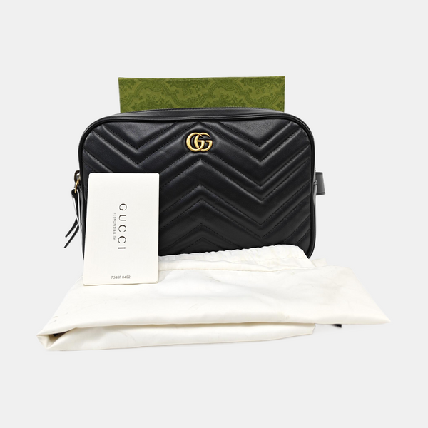 GG Marmont Small Quilted Calfskin Black