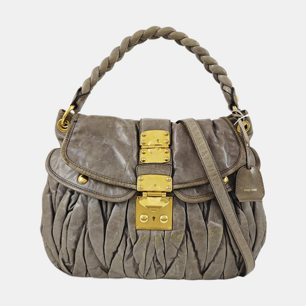 Miu Coffer Quilted Calfskin Green