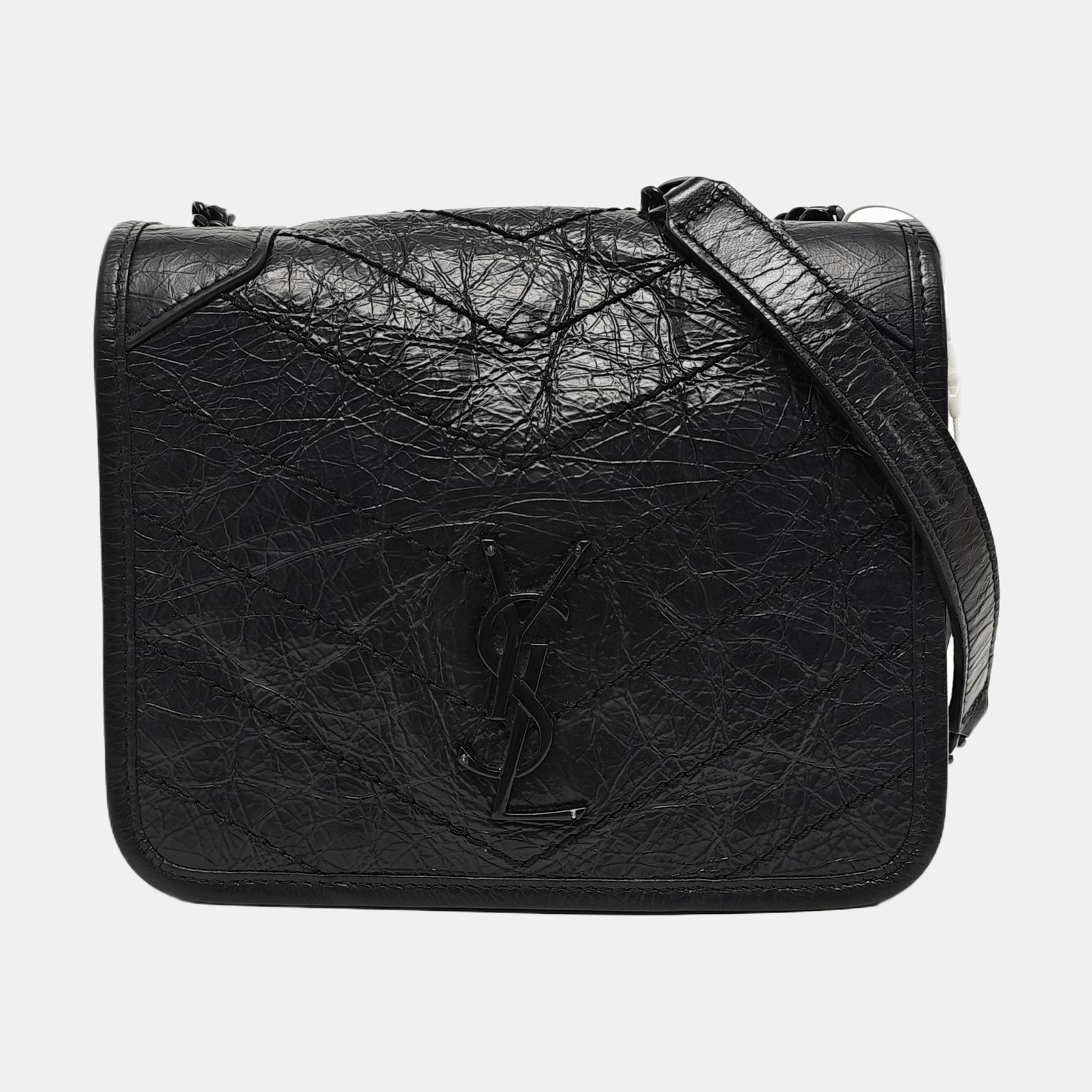 NIKI Mini Chevron, Quilted Calfskin Black