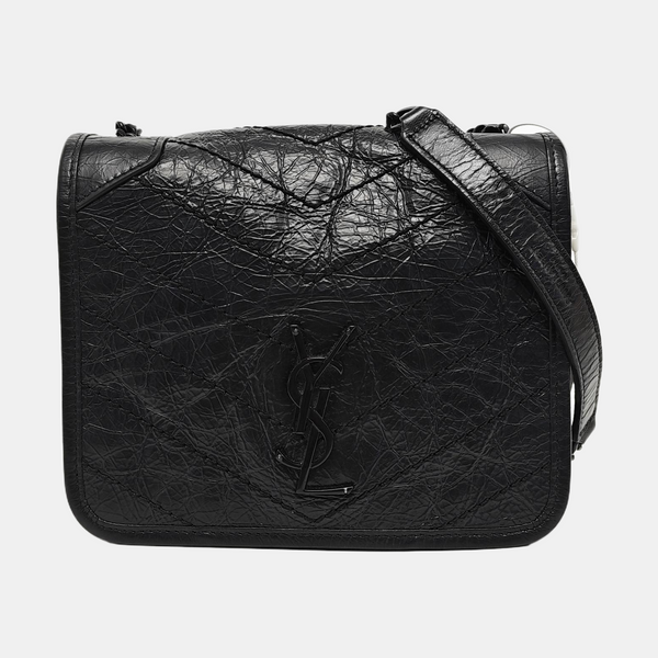 NIKI Mini Chevron, Quilted Calfskin Black