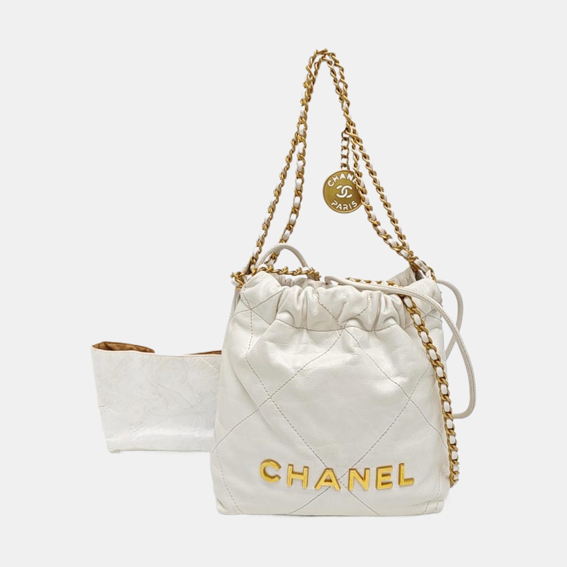 CHANEL 22 Mini Quilted Calfskin White