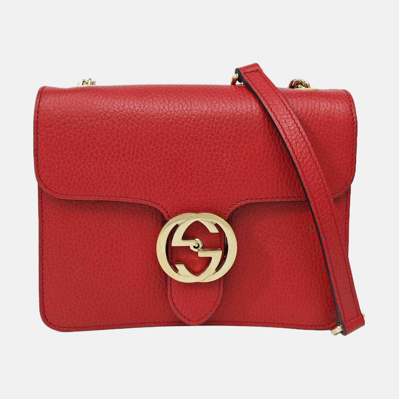 Interlocking G Small Calfskin Red