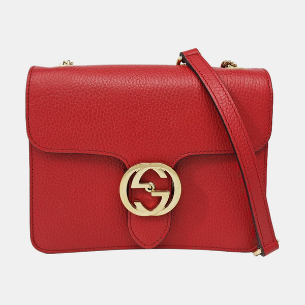 Interlocking G Small Calfskin Red