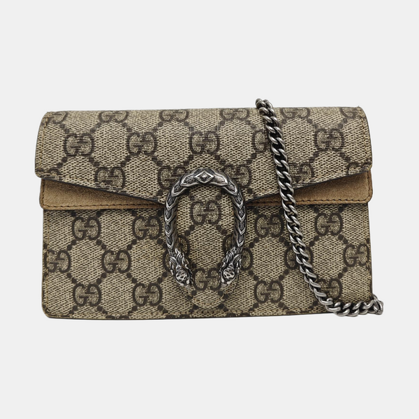 Dionysus Super Mini Monogram Coated Canvas Beige