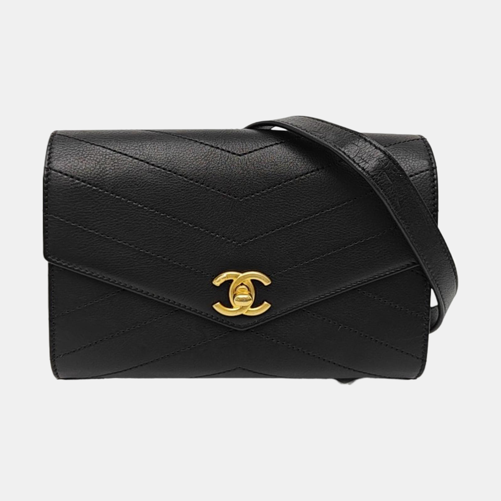 Quilted Calfskin Belt Bag Black