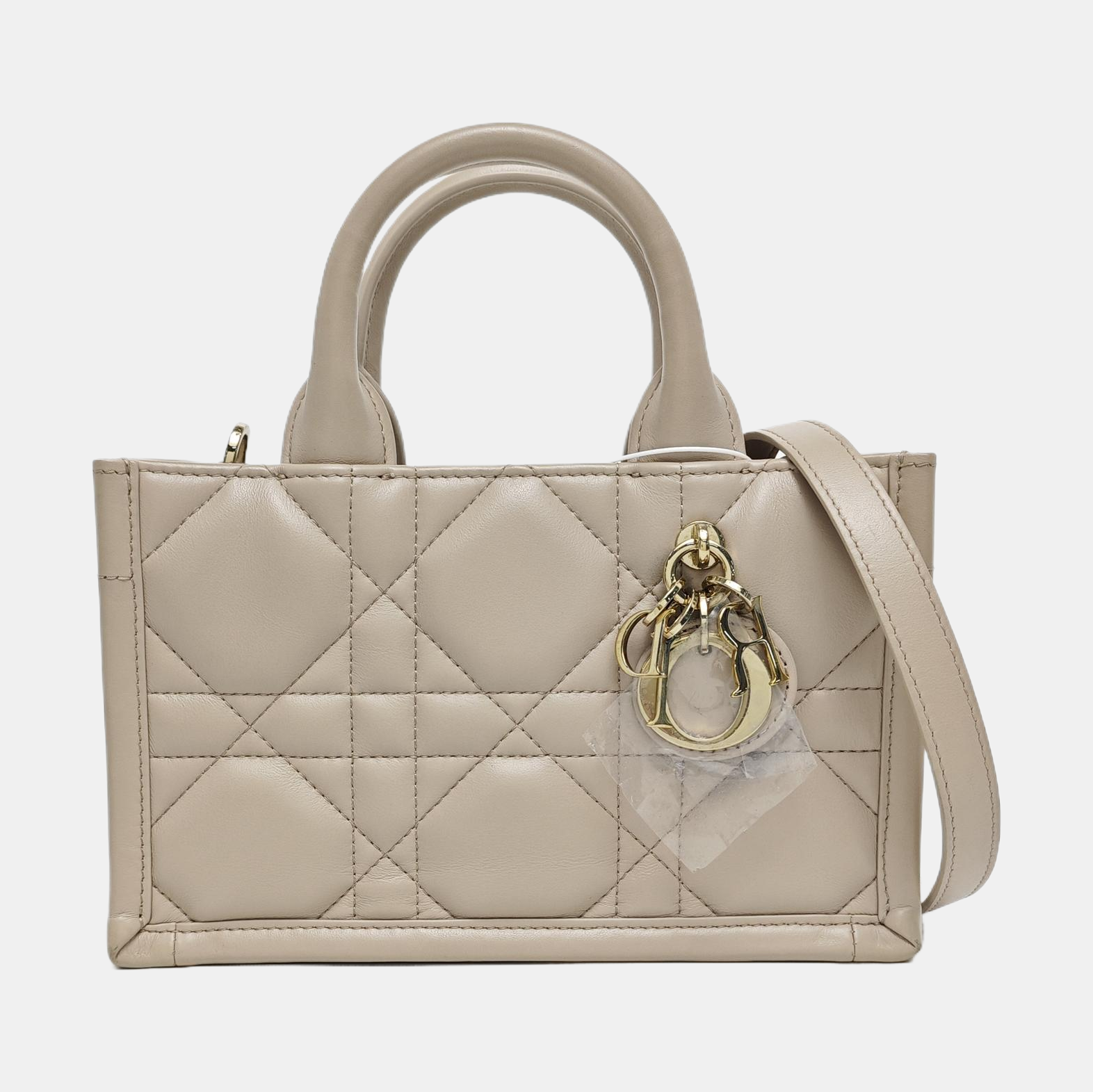 Book Tote Mini Cannage Calfskin Beige