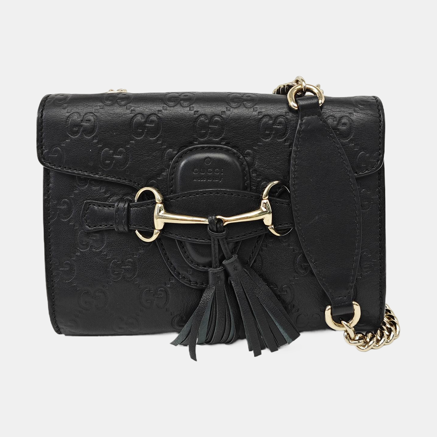 Emily Chain Mini Monogram Calfskin Black