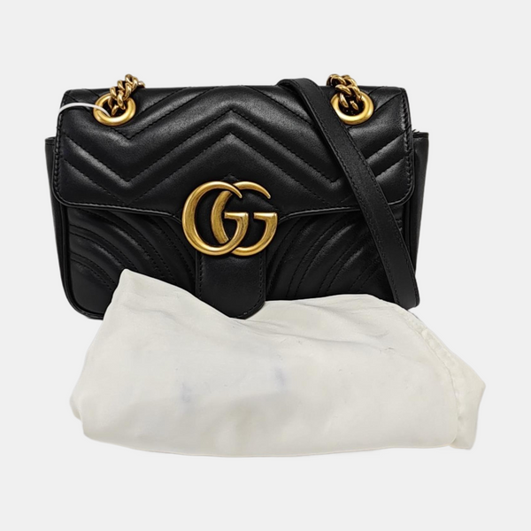 GG Marmont Small Quilted Calfskin Black