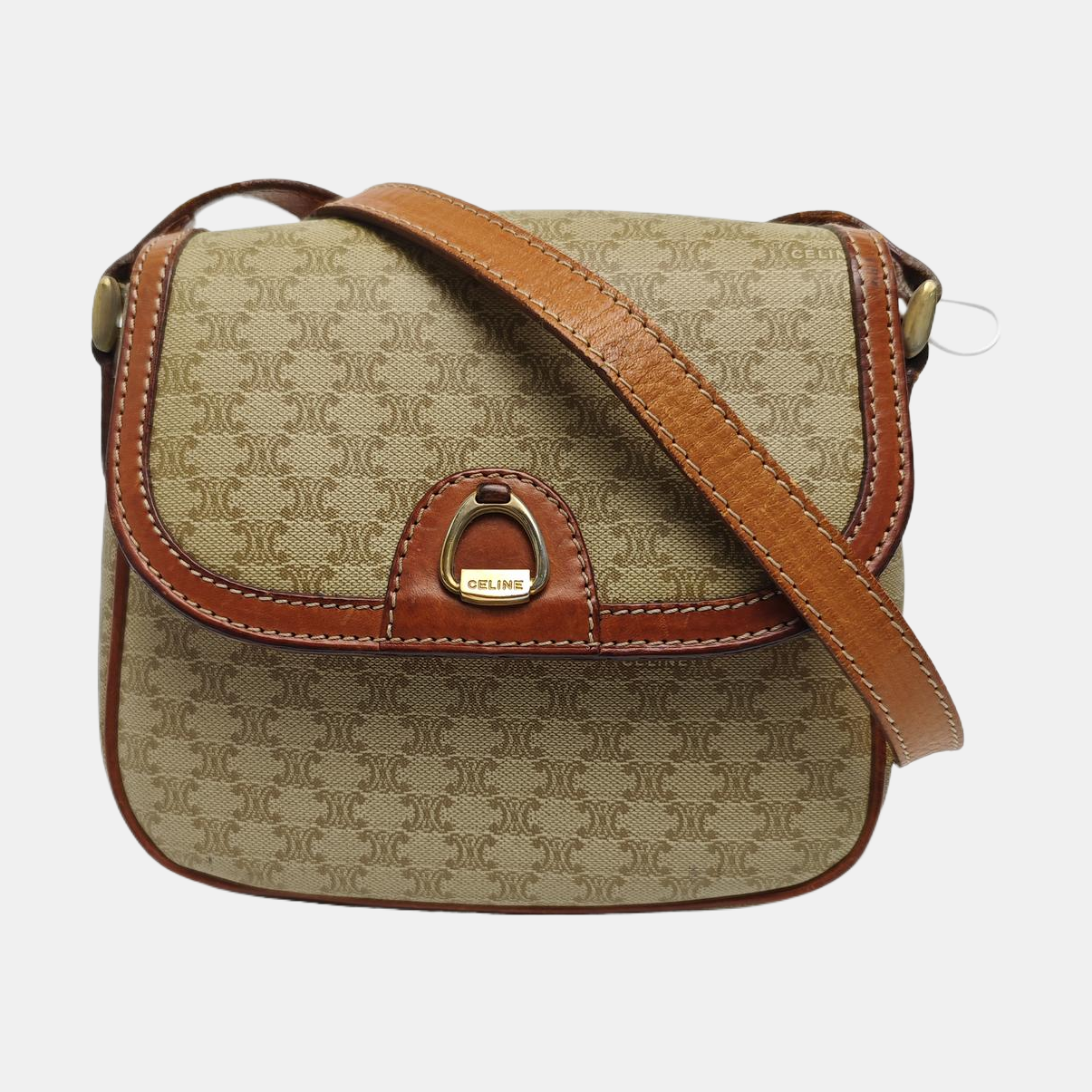 Coated Canvas Shoulder Bag Beige