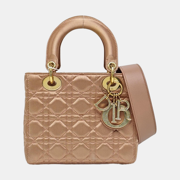 Lady Dior Small Cannage Silk Satin Pink