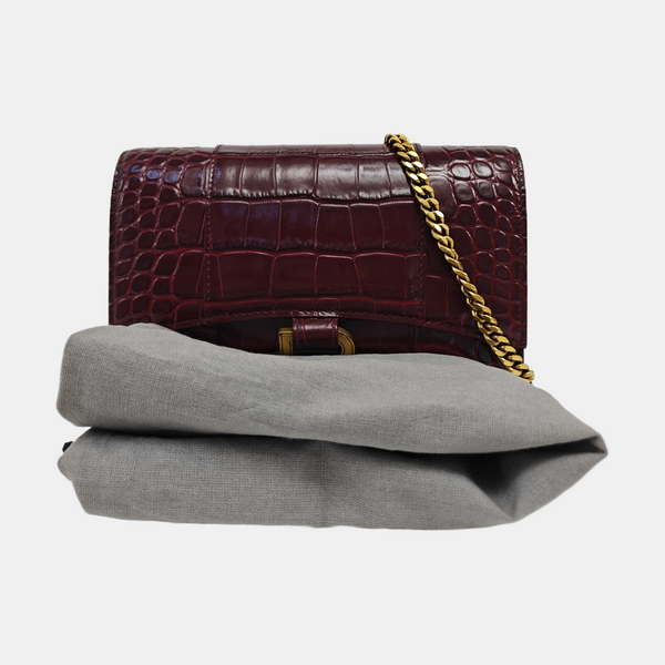 Hourglass Wallet On Chain Mini Calfskin Red