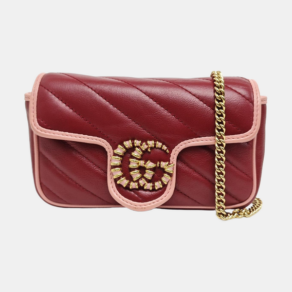 GG Marmont Super Mini Quilted Calfskin Red